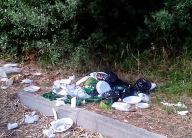 rifiuti abbandonati nella pineta di san cataldo a lecce