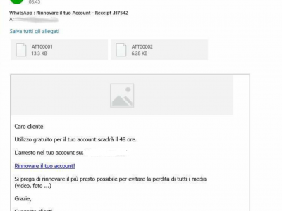 Email truffa a gogo per Whatsapp a pagamento
