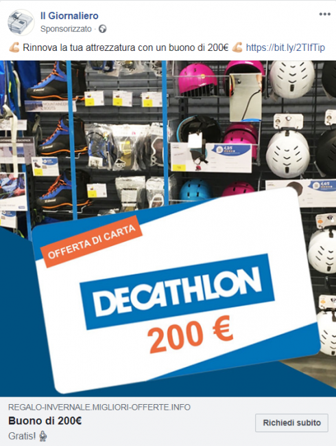 Truffe online a gogo con falsi buoni “Decathlon”. Social inondati da finte promesse per “fortunati” utenti