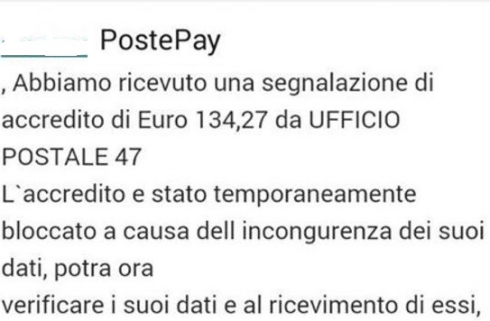 Truffe online. Falsi accrediti sulla “Postepay”. 