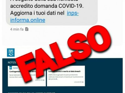 Coronavirus e INPS: falso sms che invita all’aggiornamento della domanda di bonus COVID-19. 