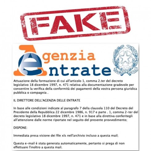 False email a nome “Agenzia delle Entrate”. Polizia Postale segnala l’attività di phishing e invita all’attenzione. 