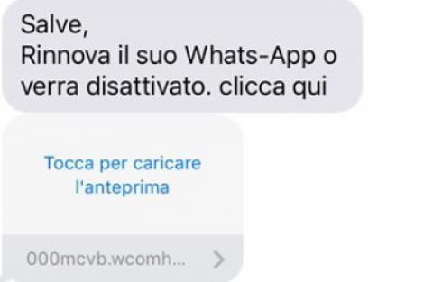 Messaggi truffa a gogo per Whatsapp da rinnovare