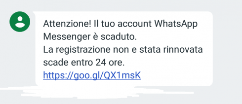 Whatsapp non si paga e non va rinnovato cliccando su un link