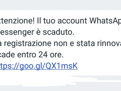 Whatsapp non si paga e non va rinnovato cliccando su un link