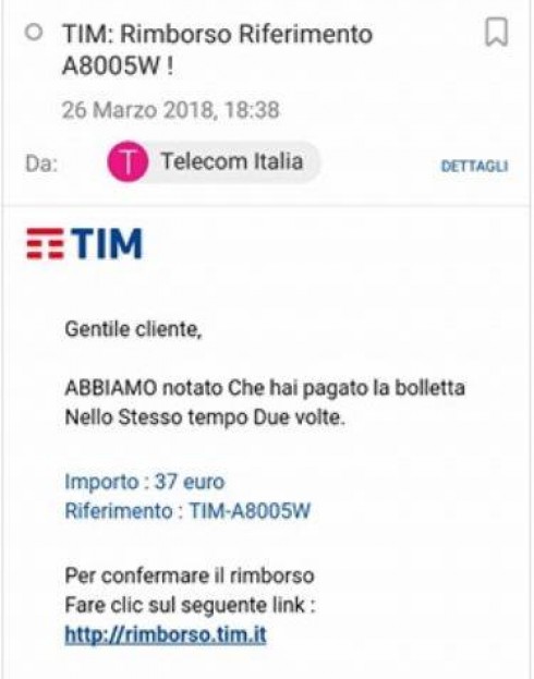 falso messaggio tim