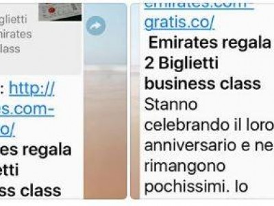 finti regali di biglietti gratis per voli aerei