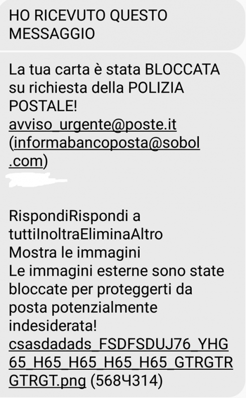 «Postepay bloccata dalla Polizia Postale»: il messaggio ci mette in allarme ma è una truffa. 