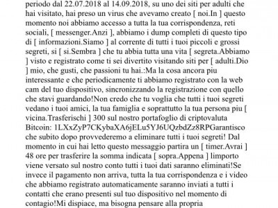 Spamming a gogo a scopo estorsivo sulle nostre email