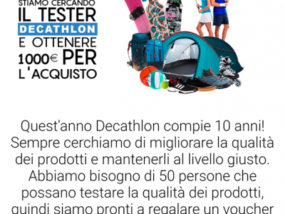 Truffe online con finti “Buoni Decathlon”. Messaggi a gogo con l’utilizzo abusivo del marchio Decathlon