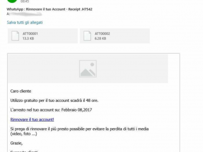 Finti Messaggi per “Whatsapp” da rinnovare: non solo la truffa del click sul link, ma anche i pericolosi allegati
