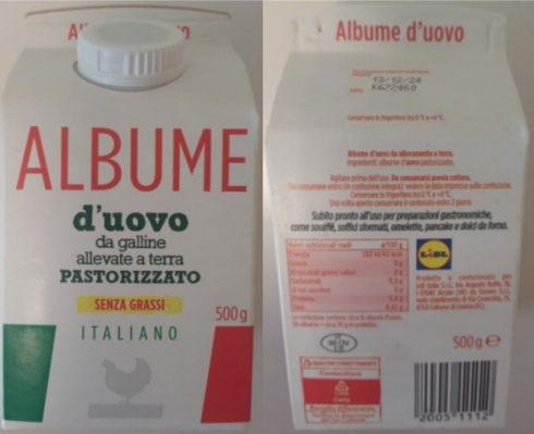 Presenza di Salmonella, richiamato lotto di albume d’uovo da galline allevate a terra pastorizzato a marchio Lidl