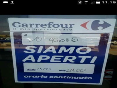 carrefour apertura ferragosto 2016