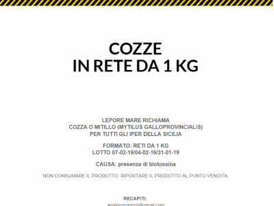 COOP richiama cozze in rete per presenza di biotossina