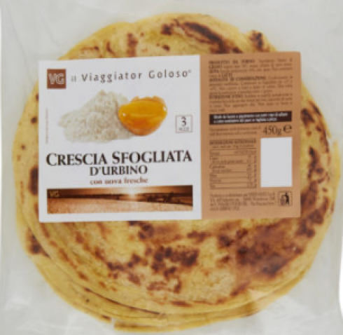 Supermercati IPER richiamano dagli scaffali la crescia sfogliata Il Viaggiator Goloso per soia non dichiarata. 