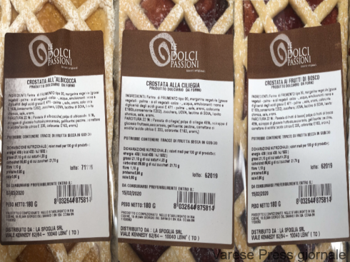 Allergene non dichiarato nelle crostate LE DOLCI PASSIONI Nardone Produzione Dolciarire srl: rischio allergie, via dagli scaffali