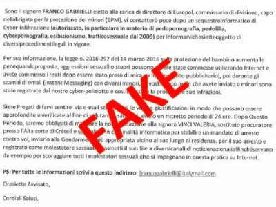 Allerta in rete. Polizia Postale: “Attenzione, ancora una campagna di false mail”.