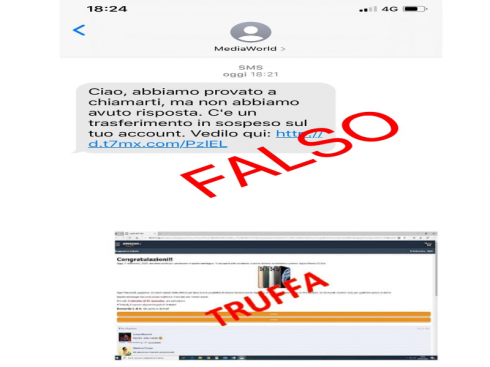 Attenzione alle truffe online del tipo “smishing”: nuova ondata di falsi sms del finto regalo AMAZON Prime e del “trasferimento in sospeso” di MediaWorld. 