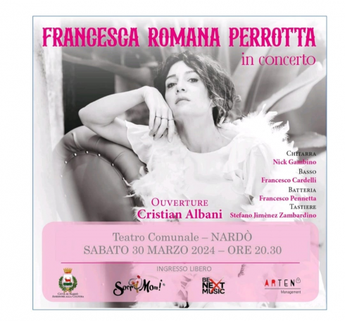 Francesca Romana Perrotta in concerto. Teatro comunale – Nardò, sabato 30 marzo 2024 ore 20:30