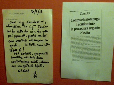 lettera a condomini morosi