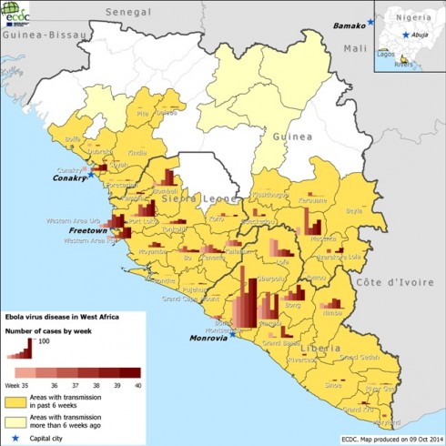 mappa ebola africa occidentale