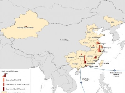 mappa virus cina influenza aviaria