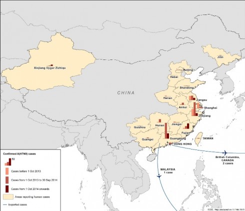 mappa virus cina influenza aviaria