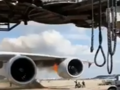 Il motore di Asiana Airlines Airbus A380 prende fuoco all'aeroporto di Seoul, in Corea del Sud