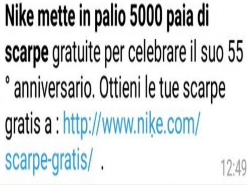 : una falsa offerta Nike circola su WhatsApp