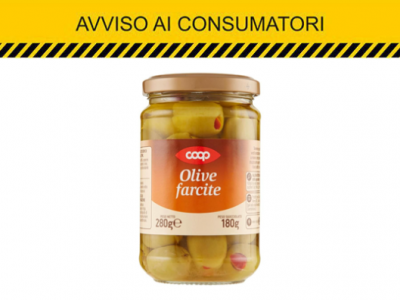 Solfiti nelle Olive Farcite in Olio di girasole richiamate dai supermercati COOP