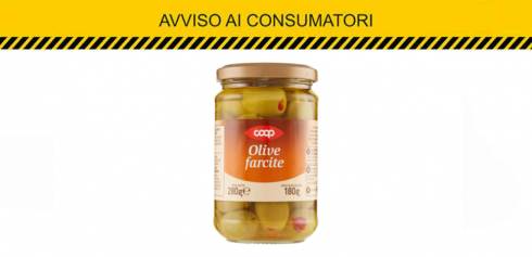 Solfiti nelle Olive Farcite in Olio di girasole richiamate dai supermercati COOP