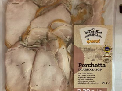 Richiamata porchetta di ariccia dai supermercati IPERAL per una contaminazione microbiologica