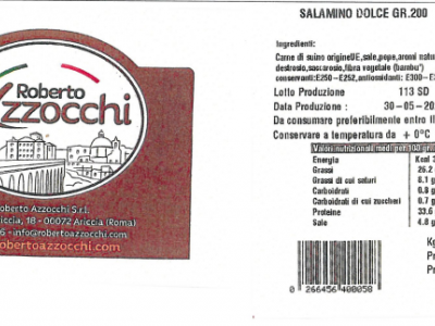 Presenza di Salmonella, richiamato lotto di salamino dolce