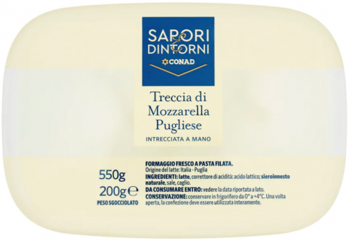 Mozzarella pugliese a marchio Sapori & Dintorni richiamata per errore stampa della data di scadenza sull’etichetta