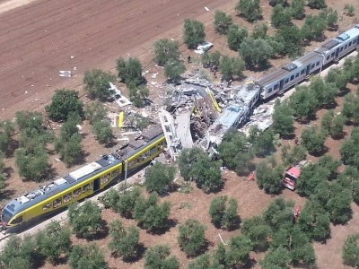 scontro treni dall'alto