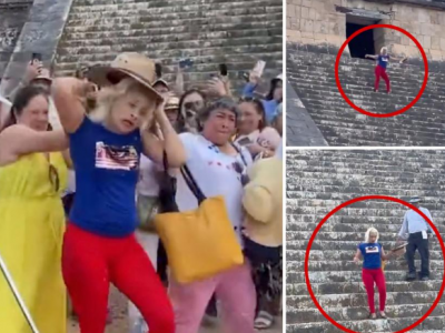 Una turista scala la sacra piramide Maya di Kukulkan, quasi linciata dalla folla quando è scesa - VIDEO