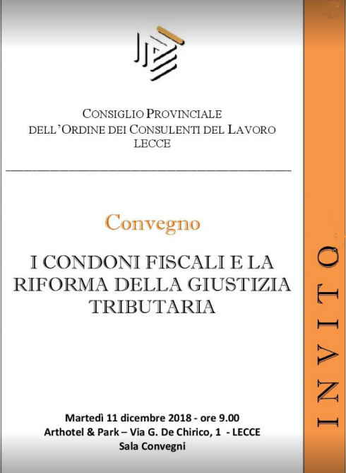 Convegno gratuito: "Condoni Fiscali e la riforma della Giustizia Tributaria"