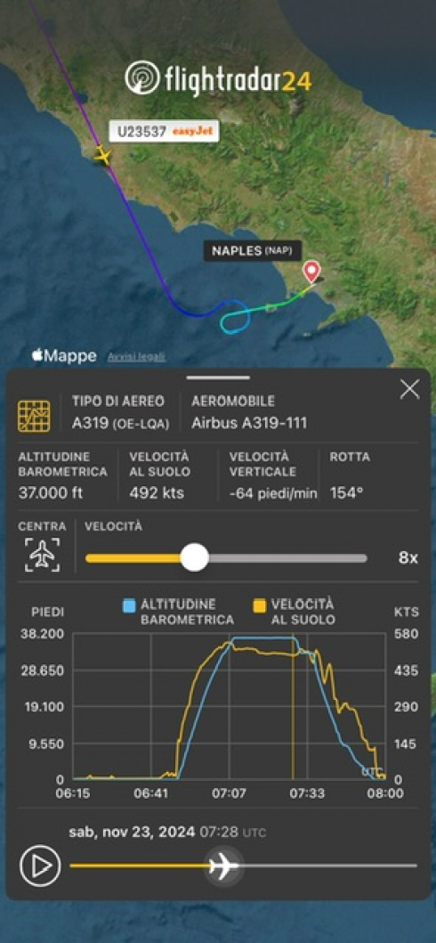 Volo easyJet Milano - Catania dirottato a Napoli 