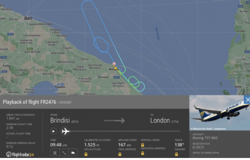 Ennesimo problema per Ryanair: volo Brindisi - Londra torna indietro dopo il decollo per l’accensione delle spie d’emergenza