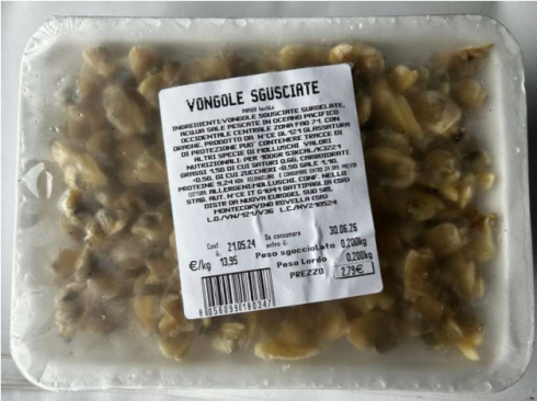 Pfas scoperto in altre vongole surgelate sgusciate richiamate dalla vendita